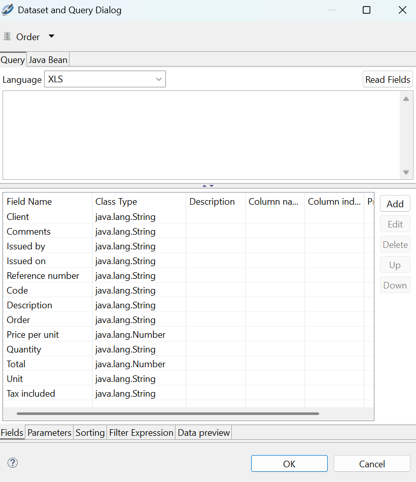 PDF Jasper edit query