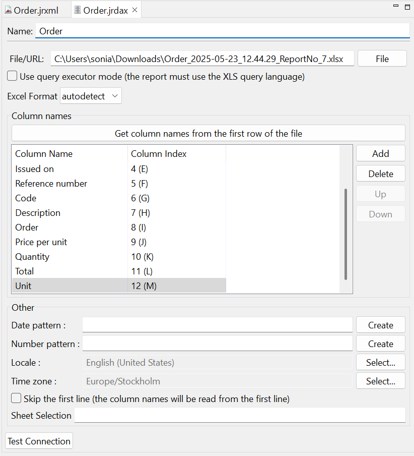 PDF Jasper data adapter
