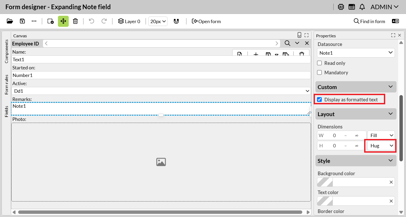 Expanding Note field (design)