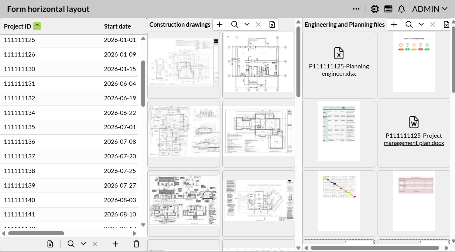 Form horizontal layout