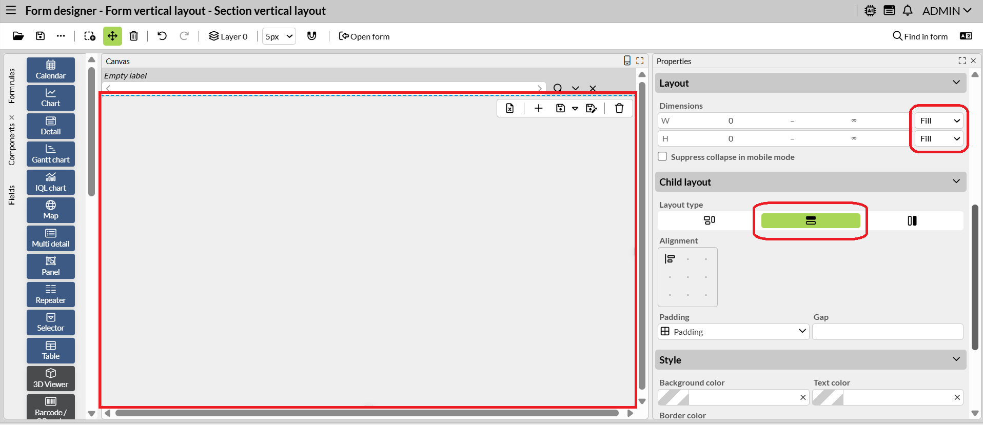 Form vertical layout   Section vertical layout (design)